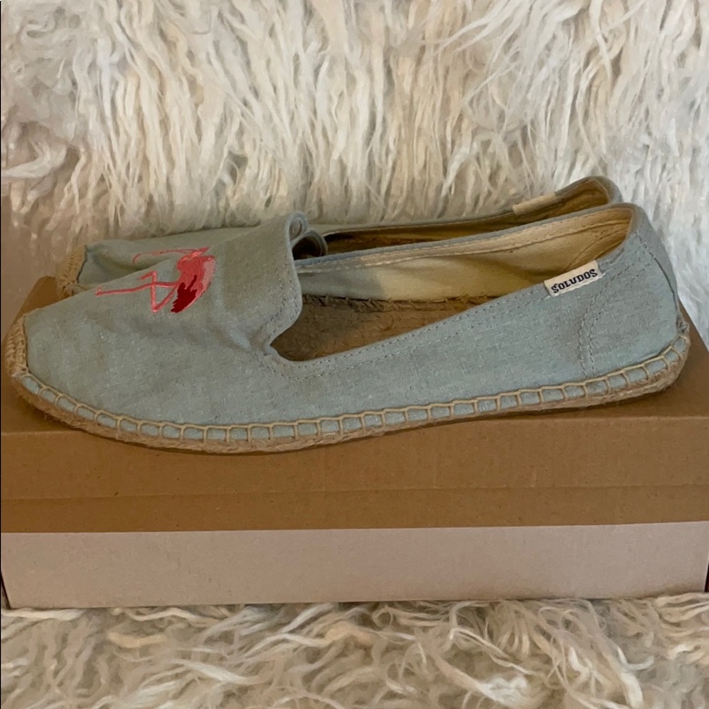 Soludos Blue Flamingo Espadrilles Size 8.